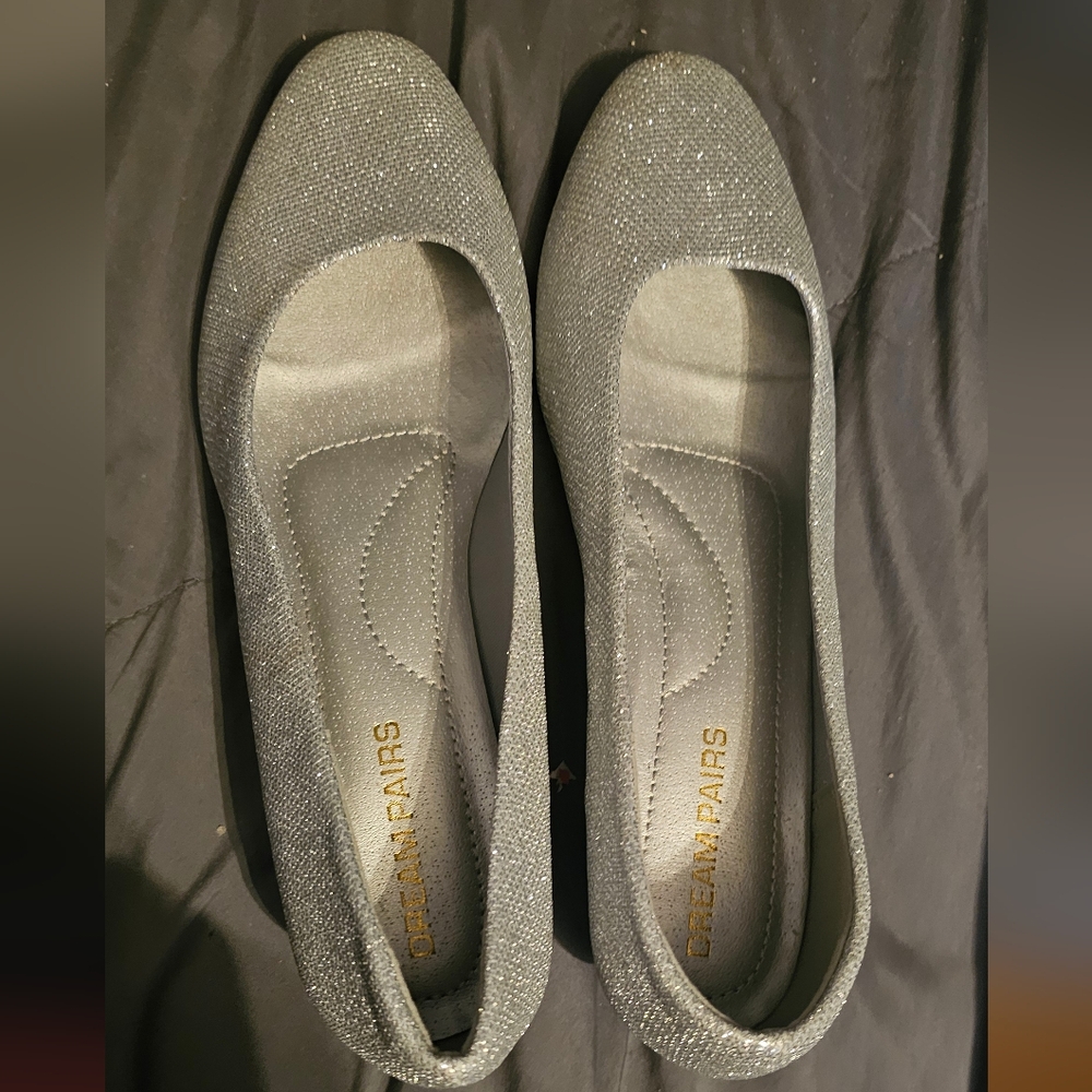 Dream Pairs Glittery Silver Loafers